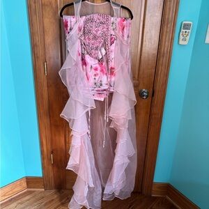 Pink floral lengha w/ cape